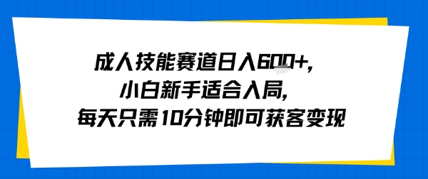 成人技能赛道日入多张，小白新手适合入局，每天只需10分钟即可获客变现-快名资源网
