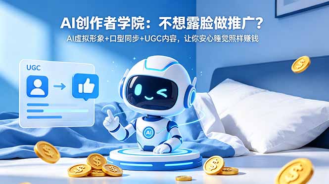 AI创作者学院：不想露脸做推广？AI虚拟形象+口型同步+UGC内容，让你安心睡觉照样赚钱-快名资源网