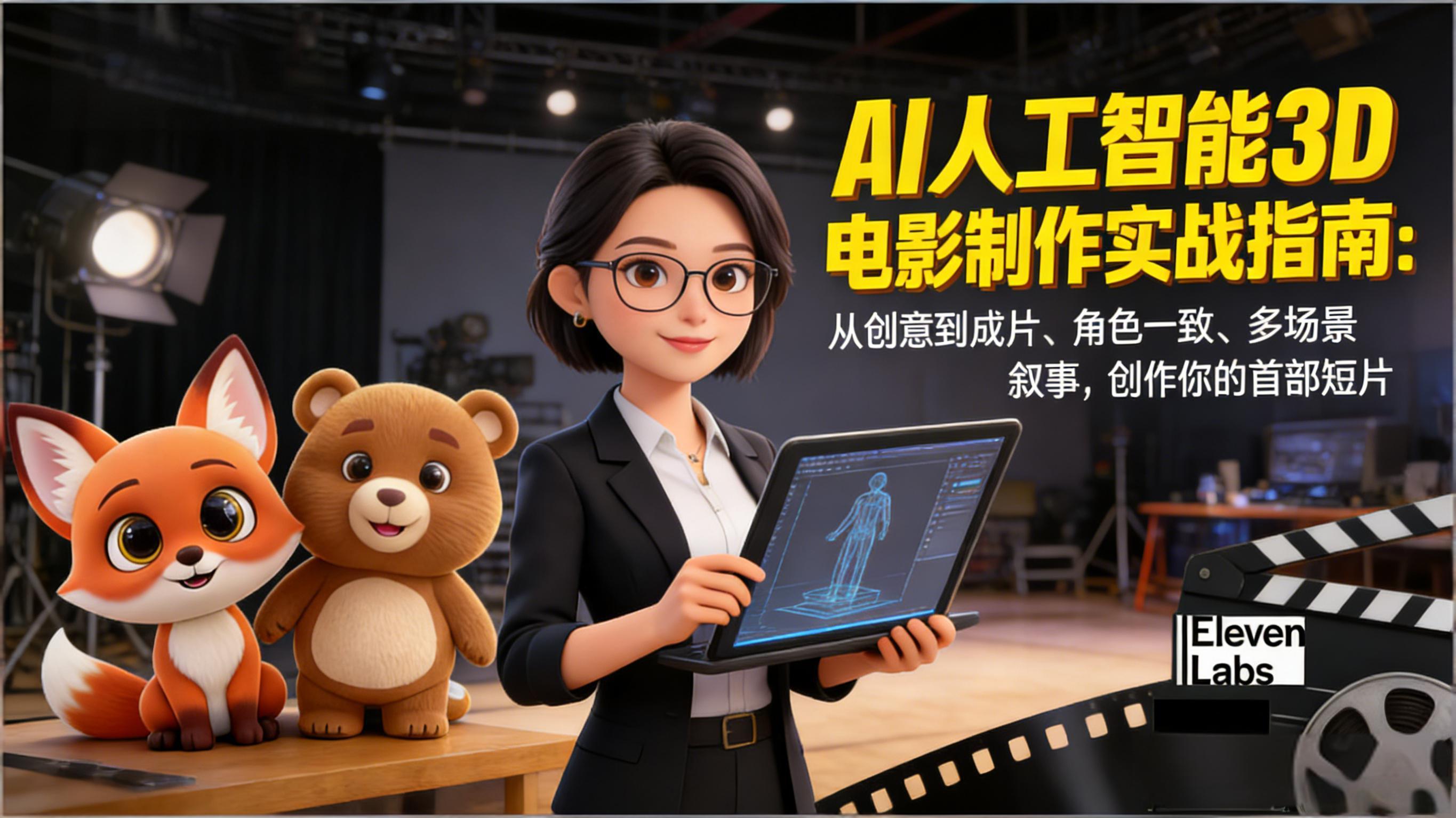 AI人工智能3D电影制作实战指南：从创意到成片、角色一致、多场景叙事，创作你的首部短片-快名资源网