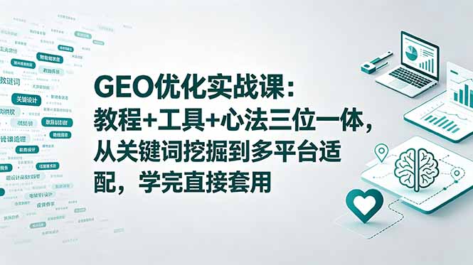 GEO优化实战课：教程+工具+心法三位一体，从关键词挖掘到多平台适配，学完直接套用-快名资源网