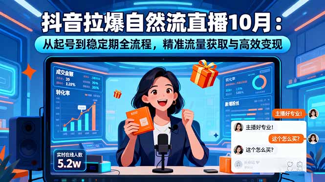 抖音拉爆自然流直播10月：从起号到稳定期全流程，精准流量获取与高效变现-快名资源网