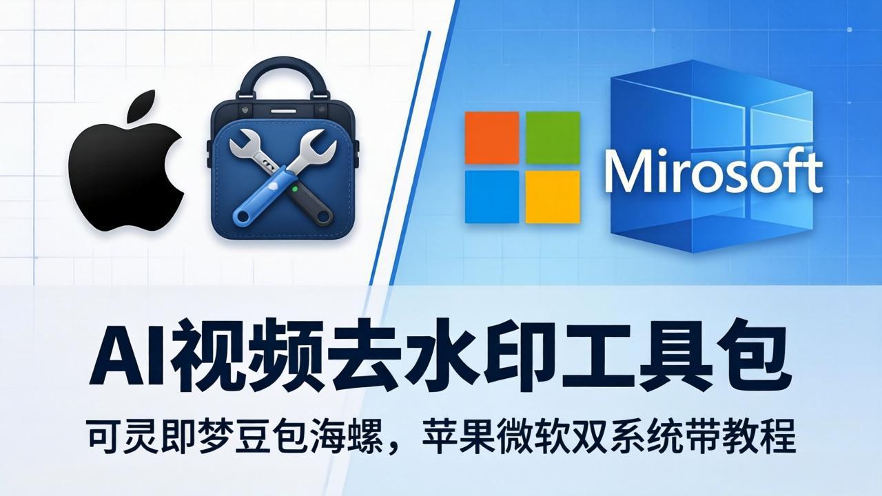 AI视频去水印工具包：可灵即梦豆包海螺，苹果微软双系统带教程-快名资源网