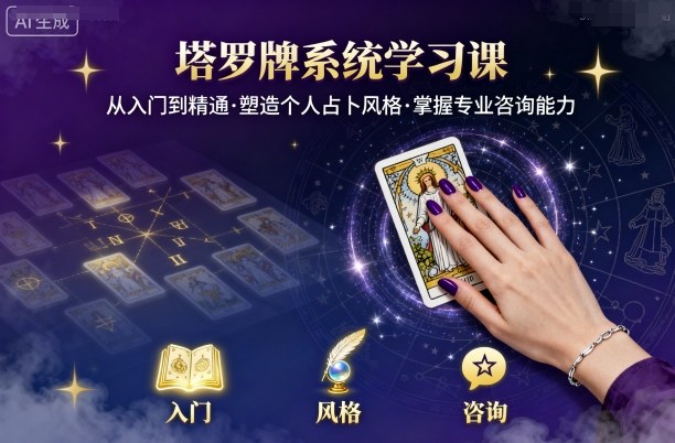 塔罗牌系统学习课，助你从入门到精通，塑造个人占卜风格，掌握专业咨询能力-快名资源网