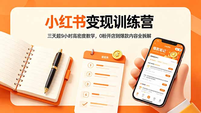 小红书变现训练营：三天超9小时高密度教学，0粉开店到爆款内容全拆解-快名资源网