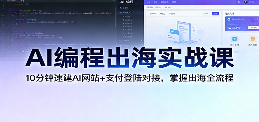 AI编程出海实战课：10分钟速建AI网站+支付登陆对接，掌握出海全流程-快名资源网