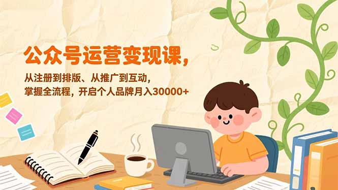 公众号运营变现课，从注册到排版、从推广到互动，掌握全流程，开启个人品牌月入30000+-快名资源网