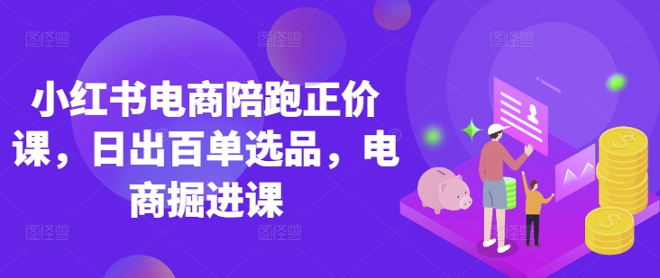 小红书电商陪跑正价课，小红书官方认证电商讲师教学，日出百单选品，电商掘进课-快名资源网