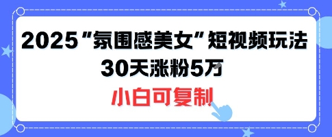 不露脸也能火！2025“氛围感美女”短视频玩法，30天涨粉5W小白可复制-快名资源网