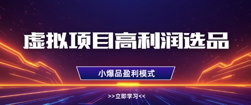 虚拟项目高利润选品方法，做好单店利润1W+，可多店倍增利润-快名资源网