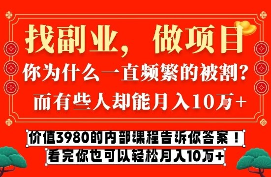 价值3980的网创内部课程，告诉你互联网创业月入10个W的秘密【揭秘】-快名资源网