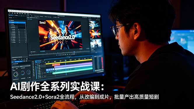 AI剧作全系列实战课：Seedance2.0+Sora2全流程，从改编到成片，批量产出高质量短剧-青虫资源网