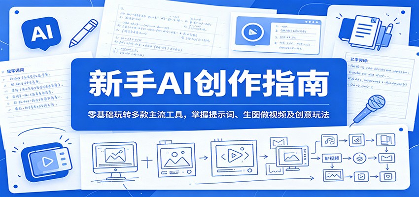 新手AI创作指南：零基础玩转多款主流工具，掌握提示词、生图做视频及创意玩法-快名资源网