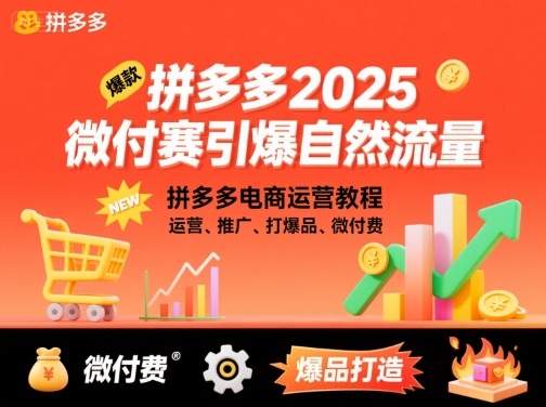 拼多多微付费引爆自然流量，拼多多电商运营教程，运营、推广、打爆品、微付费(更新26年2月)-快名资源网
