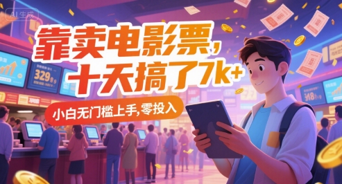 靠卖电影票，十天搞了7k+，小白无门槛上手，零投入【揭秘】-青虫资源网