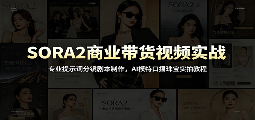 SORA2商业带货视频实战：专业提示词分镜剧本制作，AI模特口播珠宝实拍教程-青虫资源网