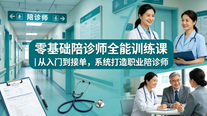 零基础陪诊师全能训练课｜从入门到接单，系统打造职业陪诊师-快名资源网