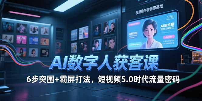 AI数字人获客课，6步突围+霸屏打法，短视频5.0时代流量密码-快名资源网
