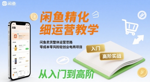 闲鱼精细化运营入门+高阶实战教学，闲鱼卖货整体运营思路，零成本零风险轻创业电商项目-快名资源网