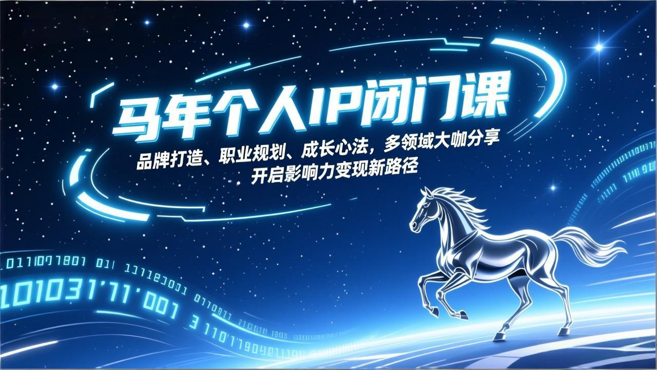 马年个人IP闭门课，品牌打造、职业规划、成长心法，多领域大咖分享，开启影响力变现新路径-快名资源网