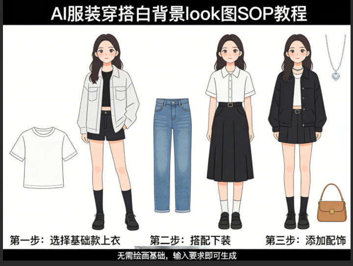 AI服装穿搭白背景look图SOP教程，不用会画画，提几句具体要求，AI就能还你一个奇迹-快名资源网