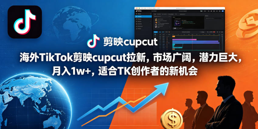 海外TikTok剪映cupcut拉新，市场广阔，潜力巨大，月入1w+，适合TK创作者的新机会-快名资源网