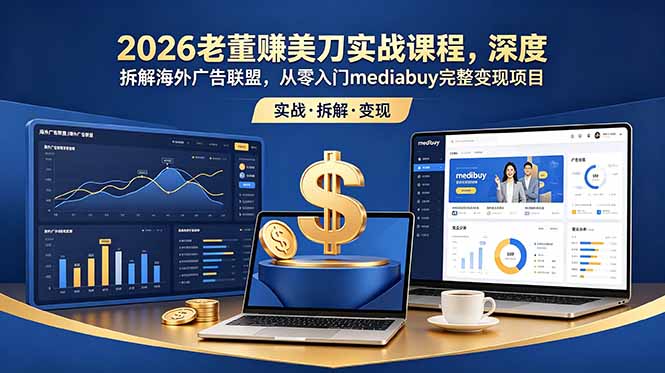2026老董赚美刀实战课程，深度拆解海外广告联盟，从零入门mediabuy完整变现项目-快名资源网