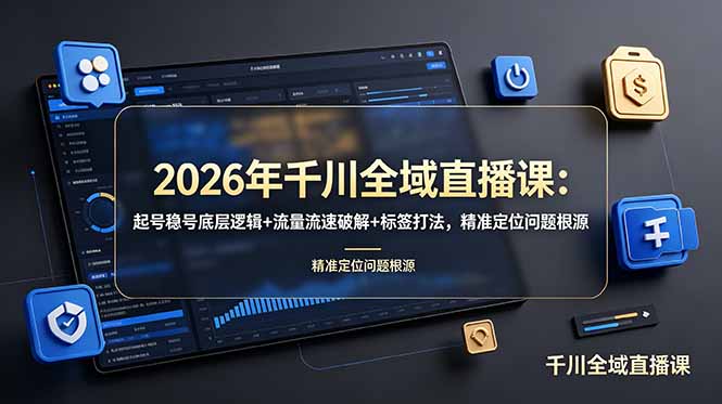 2026年千川全域直播课：起号稳号底层逻辑+流量流速破解+标签打法，精准定位问题根源-青虫资源网