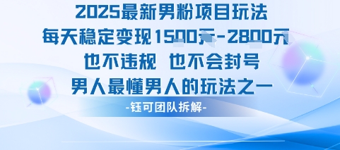 2025最新男粉项目玩法每天变现1k+也不违规也不会封号男人最懂男人的玩法-快名资源网