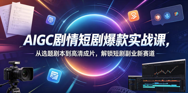 AIGC剧情短剧爆款实战课，从选题剧本到高清成片，解锁短剧副业新赛道-快名资源网