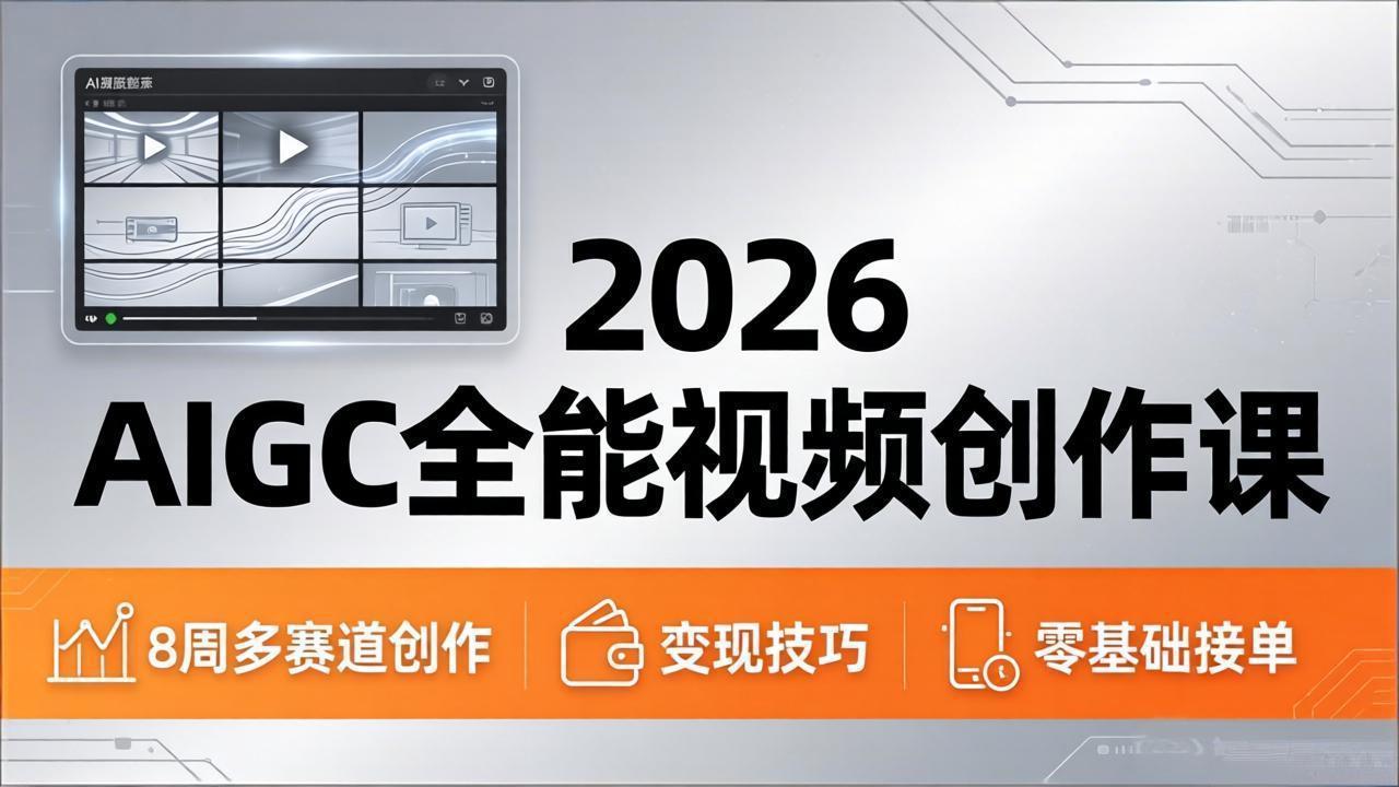 2026AIGC全能视频创作课，8周吃透多赛道创作+变现，零基础也能高效出片接单-快名资源网