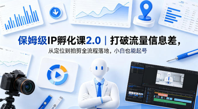 保姆级IP孵化课2.0｜打破流量信息差，从定位到拍剪全流程落地，小白也能起号-快名资源网