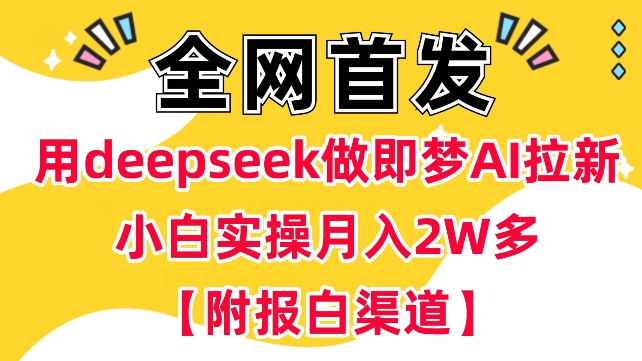 用deepseek做即梦Ai拉新 小白实操月入过W+【附报白渠道】-快名资源网