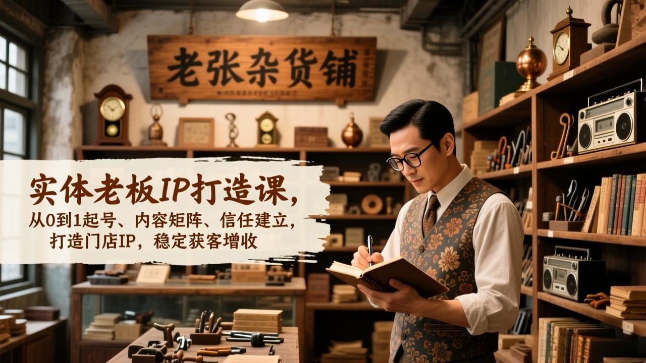 实体老板IP打造课，从0到1起号、内容矩阵、信任建立，打造门店IP，稳定获客增收-快名资源网