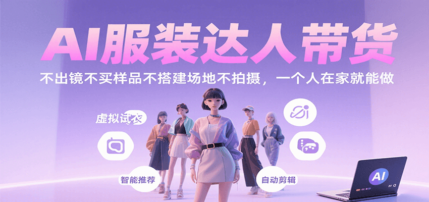 AI服装达人带货，不出镜不买样品不搭建场地不拍摄，一个人在家就能做-青虫资源网