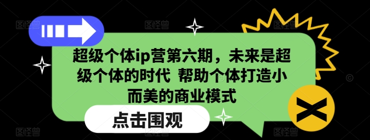 超级个体ip营第六期，未来是超级个体的时代  帮助个体打造小而美的商业模式-快名资源网