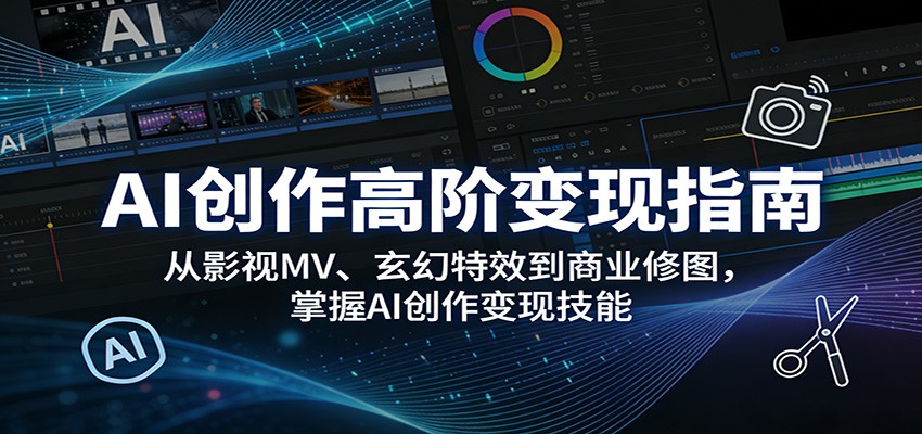 AI创作高阶变现指南：从影视MV、玄幻特效到商业修图，掌握AI创作变现技能-快名资源网