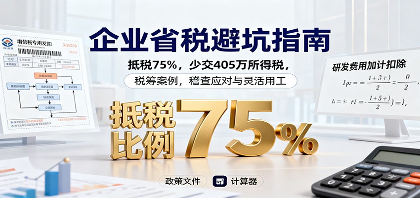 企业省税避坑指南：抵税75%，少交405万所得税，税筹案例，稽查应对与灵活用工-快名资源网