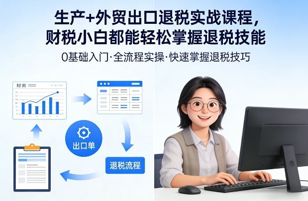 生产+外贸出口退税实战课程，财税小白都能轻松掌握退税技能-快名资源网