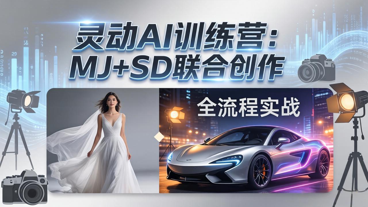 灵动AI训练营-3.0课程：MJ+SD联合创作，从婚纱大片到汽车广告，摄影后期全流程实战-快名资源网
