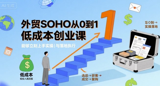 外贸SOHO从0到1低成本创业课，能够立刻上手实操与落地执行-快名资源网
