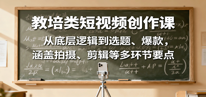 教培类短视频创作课：从底层逻辑到选题、爆款，涵盖拍摄、剪辑等多环节要点-快名资源网