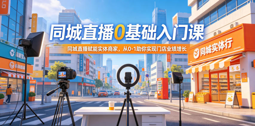 同城直播0基础入门课，同城直播赋能实体商家，从0-1助你实现门店业绩增长-快名资源网