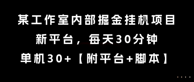 某工作室内部掘金挂G项目，新平台，每天30分钟，单机30+【揭秘】-快名资源网