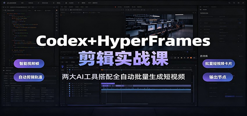 Codex+HyperFrames剪辑实战课：两大AI工具搭配全自动批量生成短视频-青虫资源网