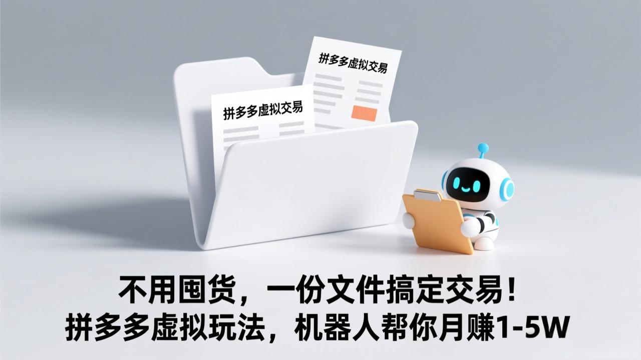 不用囤货，一份文件搞定交易！拼多多虚拟玩法，机器人帮你月赚 1-5W-快名资源网