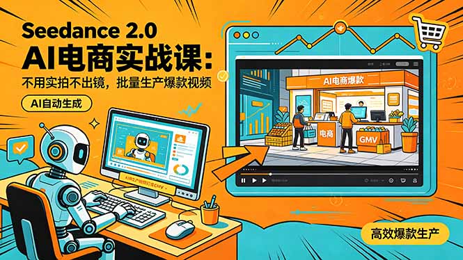 Seedance 2.0 AI电商实战课：不用实拍不出镜，批量生产爆款视频打爆GMV-快名资源网