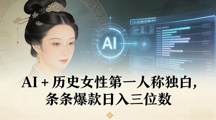 AI+历史女性第一人称独白，条条爆款日入三位数-青虫资源网