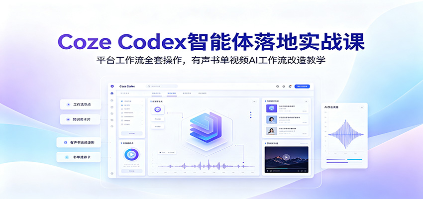 Coze Codex智能体落地实战课：平台工作流全套操作，有声书单视频AI工作流改造教学-青虫资源网