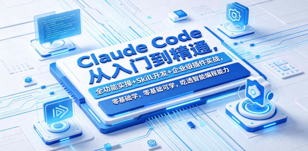 Claude Code从入门到精通，全功能实操+Skill开发+企业级插件实战，零基础可学，吃透智能编程全能力-快名资源网
