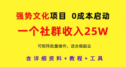 强势文化项目，一个社群收入25个W，0成本启动，可矩阵批量操作，原创详细实操教程-快名资源网